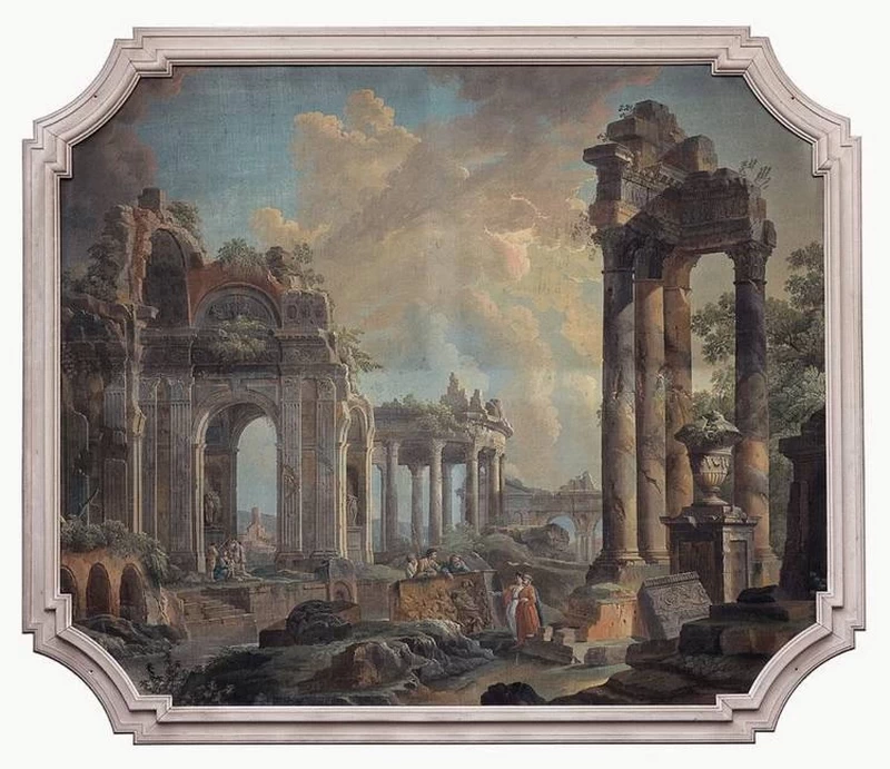 Paesaggio con rovine - attribuito